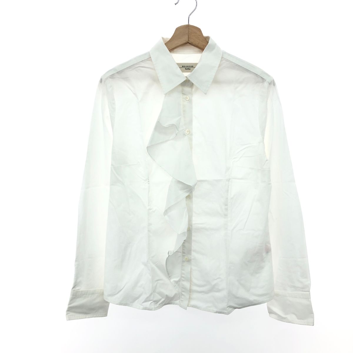 新品　タグ付き　Max Mara フリルブラウス　ホワイト　38 新品 タグ付き Max Mara フリルブラウス ホワイト 38