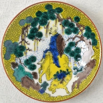 古九谷　九谷焼　青九谷　吉田屋　豆皿　蔵出し　輪華皿　華の図　５種　５客 古九谷 九谷焼 青九谷 吉田屋 豆皿 蔵出し 輪華皿 華の図