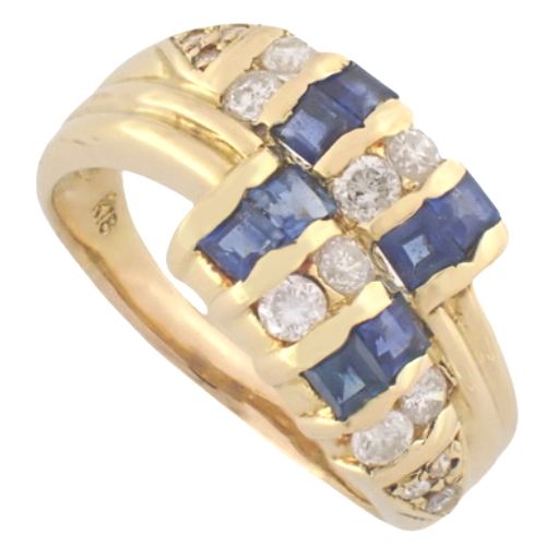 リング・指輪 サファイア ダイヤモンド K18 イエローゴールド YG ダイヤモンド サファイヤ ゴールド金 ブルー青 40802047011