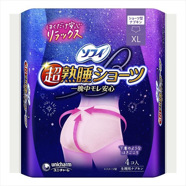 まとめ買い-24点セット ソフィ超熟睡ショーツ ＸＬ ４枚 ユニ チャーム 生理用品