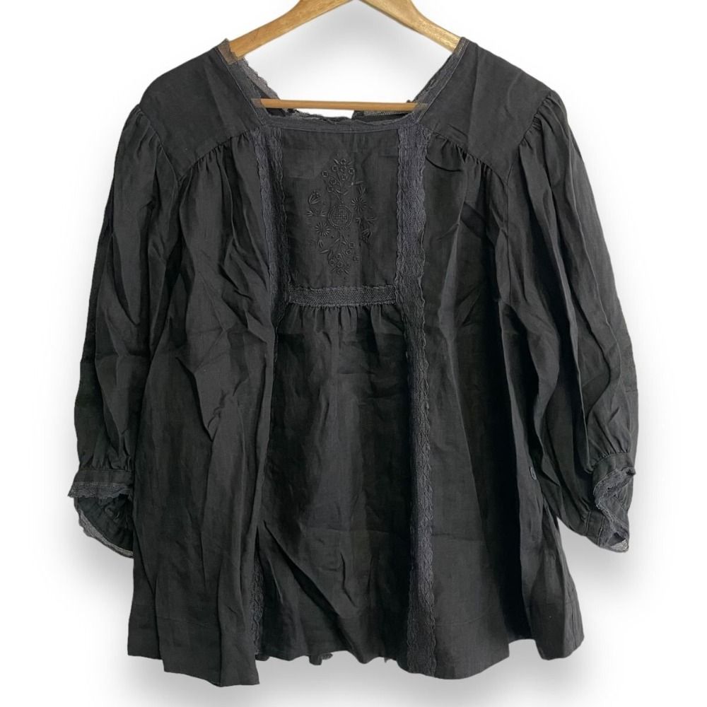 GASA＊ガサ　箔ブラウス 美品 23SS GASA ガサ 完売モデル 導かれた場所 リネン100％ 七分袖