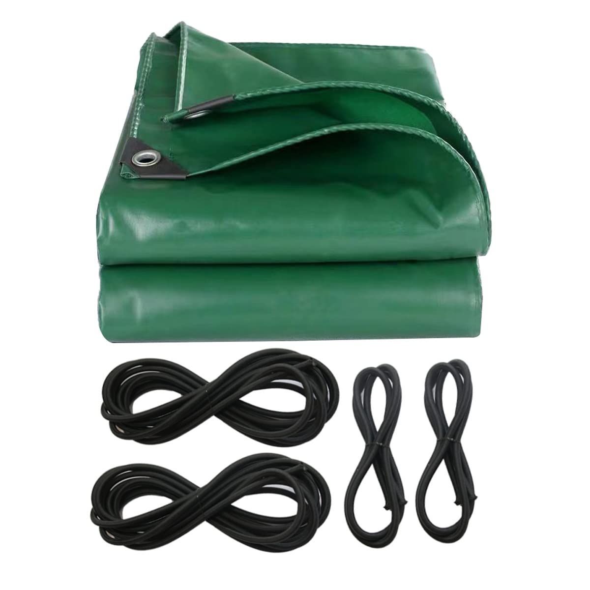 軽トラック 荷台シート 2.1ｍ×1.9ｍ 防水仕樣 580ｇ ㎡厚手 PVC帆布 ゴムロープ付属 トラックシート 日焼け防止 耐凍性 耐候性 四隅加固 グリーン