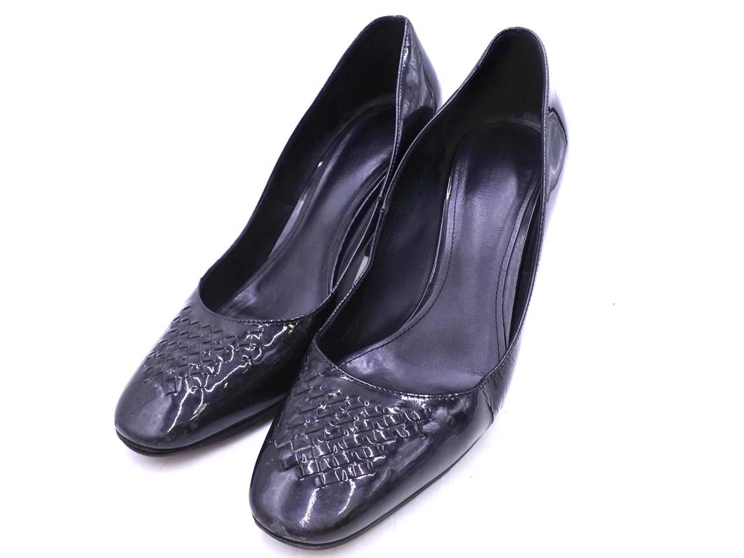 BOTTEGA VENETA ボッテガヴェネタ エナメル チャンキーヒール パンプス 