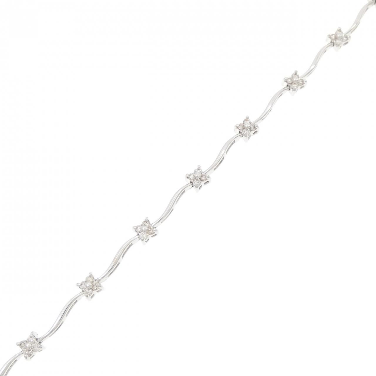 K18WG フラワー ダイヤモンド ブレスレット 0.50CT