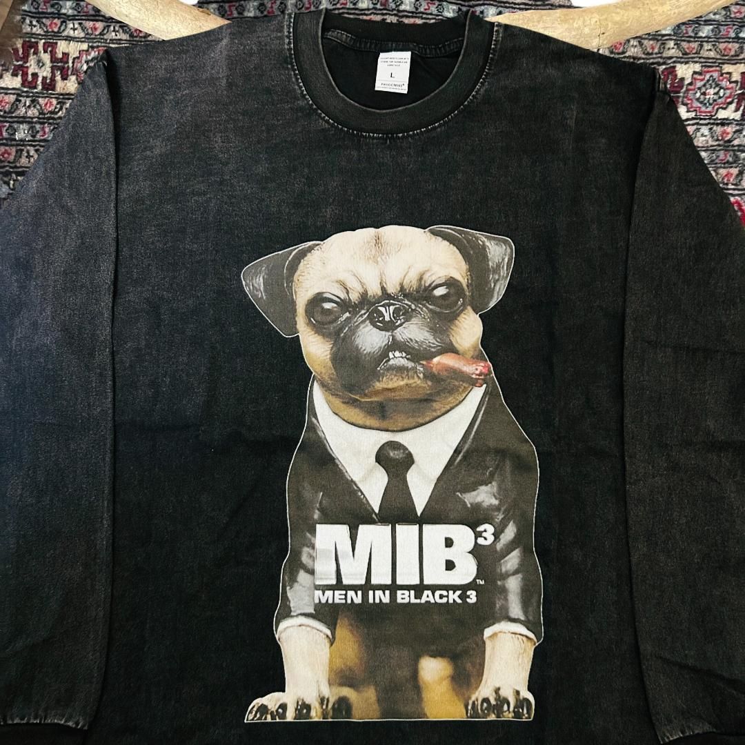 メンインブラック パグ 犬 スパイ ロンT 長袖 メンズ 個性的 R46 MIB