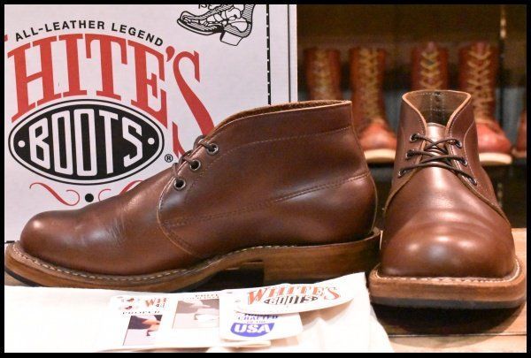 【7E 箱付 良品 コラボモデル】WHITE'S ホワイツ チャッカ AW1401-700-4Q ブラウンクロムエクセル 茶 ビブラム735ダブル ブーツ HOPESMORE【EJ494】
