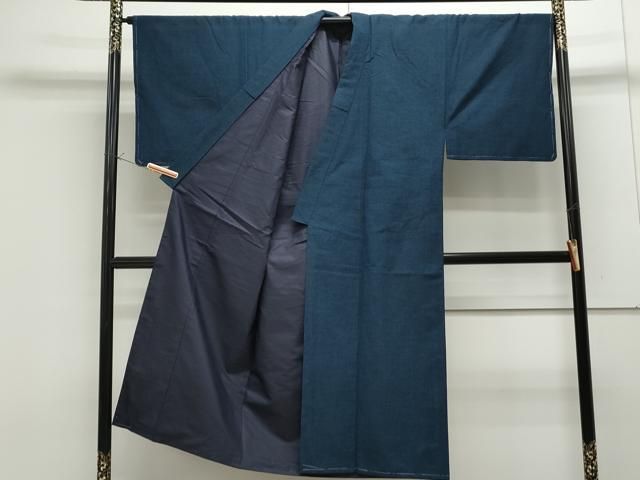 平和屋着物○男性 紬 アンサンブル 留紺色 正絹 逸品 未使用