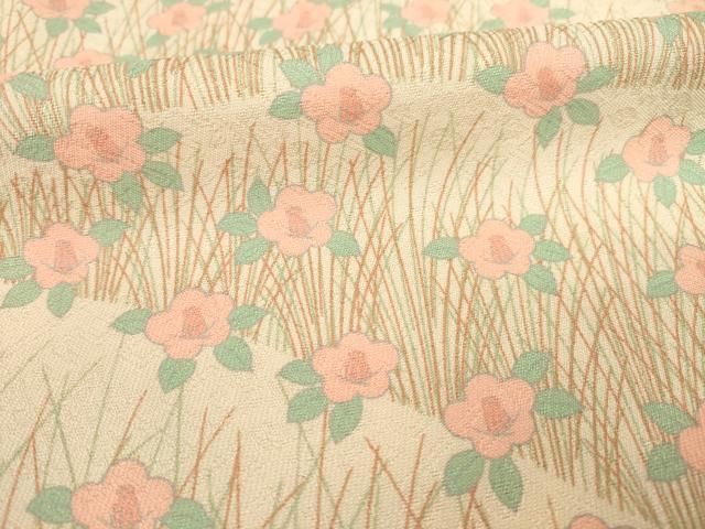 平和屋着物●上質な小紋 草花文 椿 正絹 AABC6137ck NICORILABO_COM