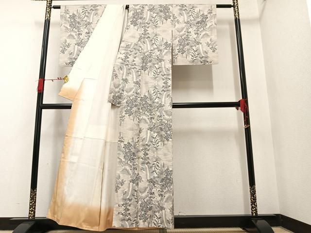 平和屋着物○本場大島紬 白大島 総絣 風景樹林文 正絹 逸品 AAAW1822ph