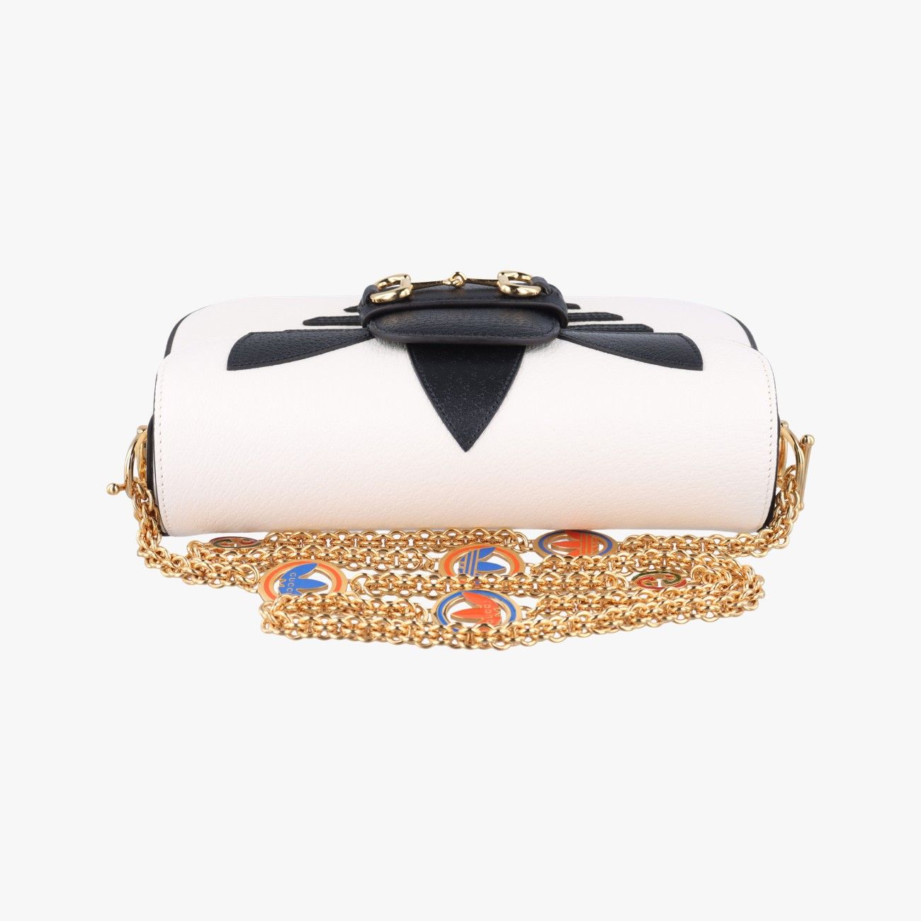 【激レア】GUCCI　KEYRING　グッチキーホルダー　ホースビット グッチGucciアディダスコラボ ホースビットホワイト×ブラック