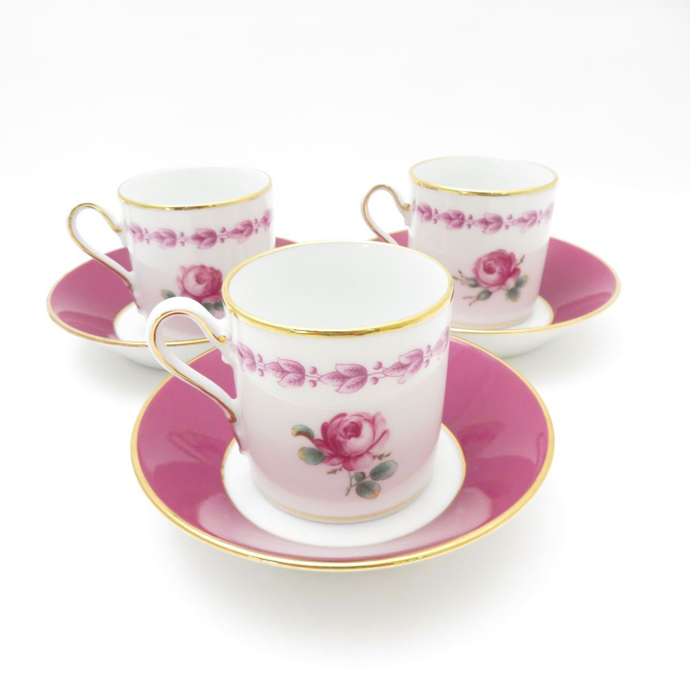 Richard Ginori リチャードジノリ インペロカメリア デミタスカップ＆ソーサー 3客 セット モカ エスプレッソ 薔薇