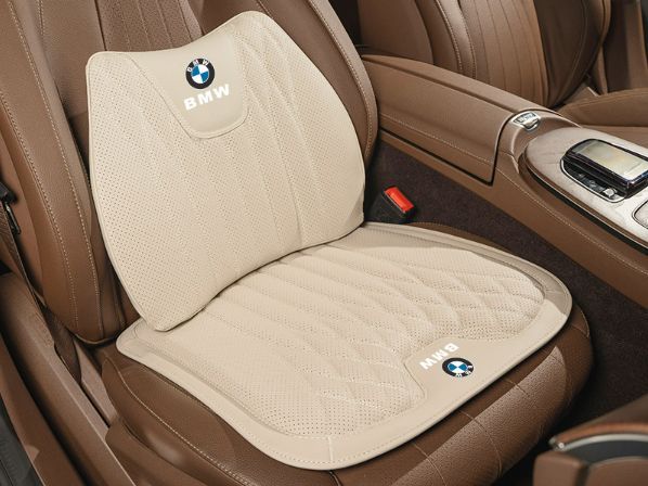 【新作 未使用】ビーエムダブリュー(BMW)シートクッション 車用 シートカバー ナッパ レザー 腰当て 滑り止め 弾性 座布団1点+腰クッション1点