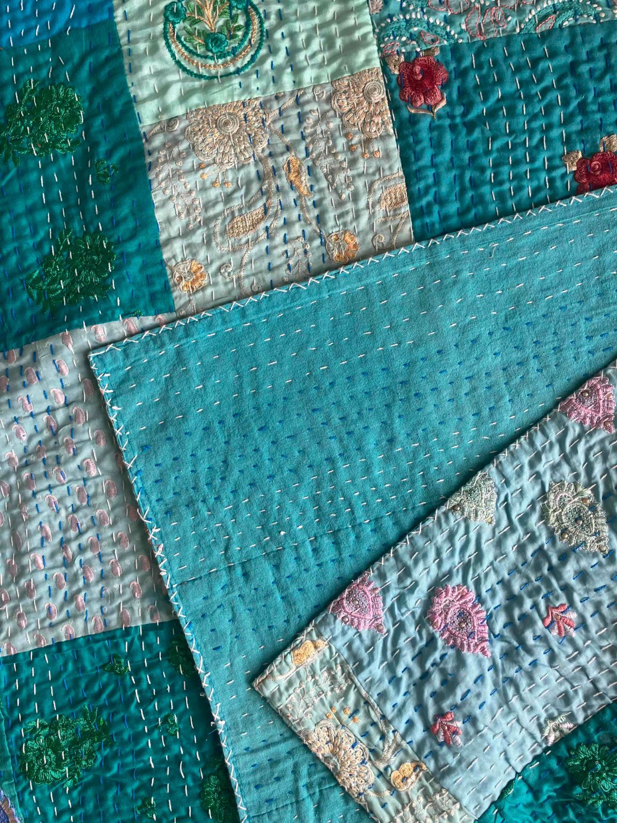 カンタキルト　タペストリー カンタキルト マルチカバー サリーパッチワーク #16 BLUE - メルカリ