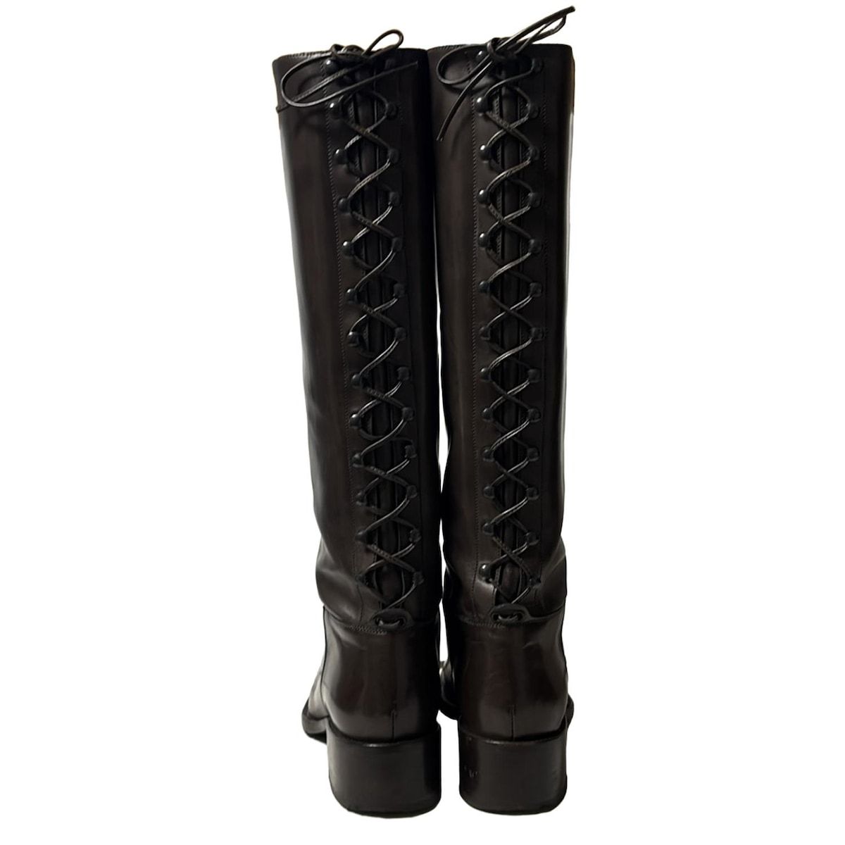 伸縮性 SARTORE サルトル ロングブーツ 38 レディース - ダークブラウン レースアップ アウトソール張替済 レザー