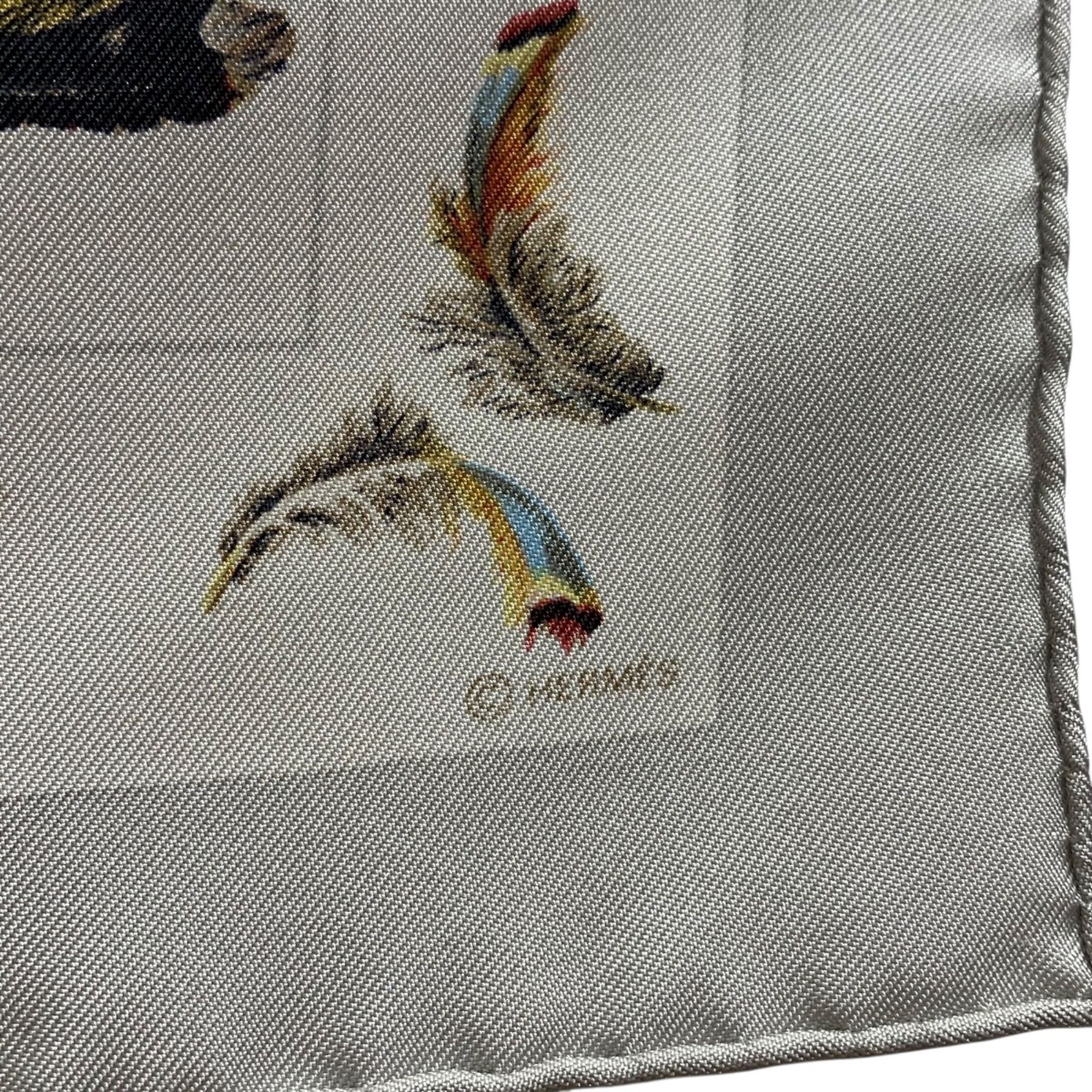 Hermès PLUMES プチカレ羽根プリント スカーフ カレ45 エルメスス カレ