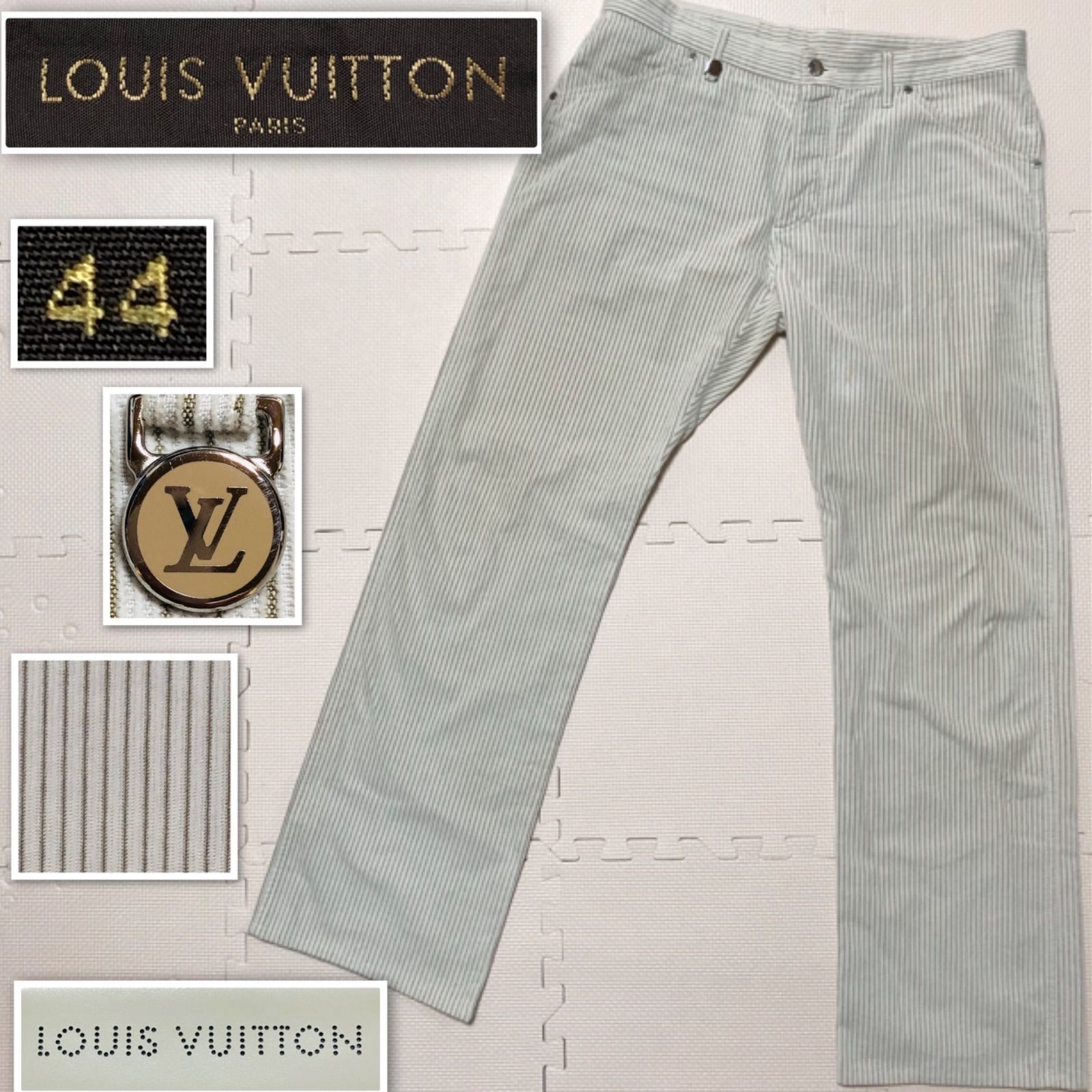 □良品□LOUIS VUITTON ルイヴィトン コットンパンツ ナローストライプ 
