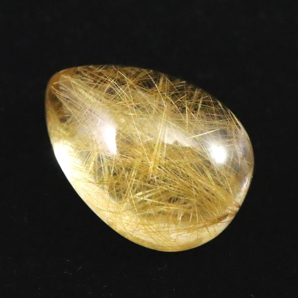 ヒマラヤ マニハール産 ゴールドルチル入り 水晶 ティアドロップ型 ルース 9.8ct 榎本通商92418