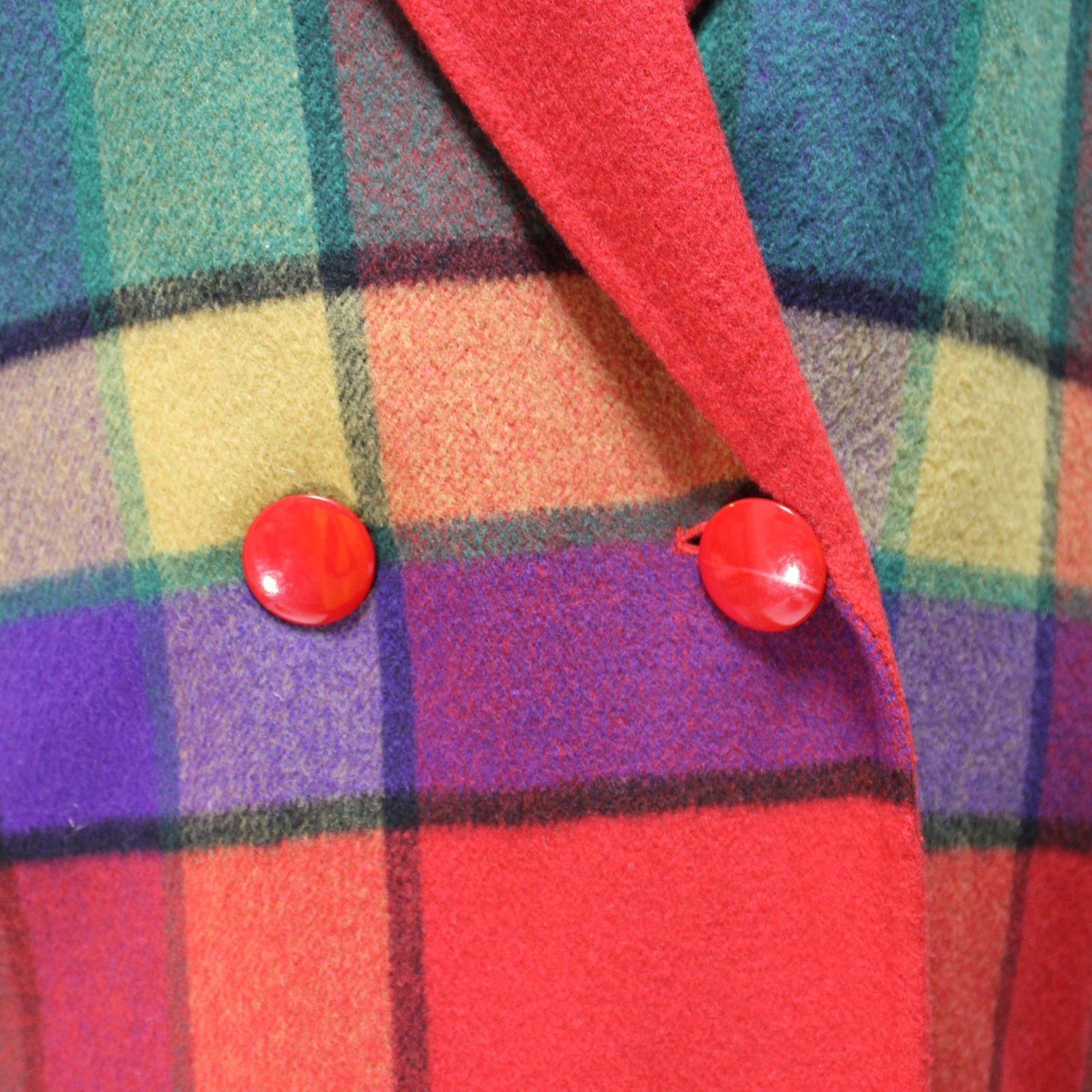 80'sビンテージカラフルチェックコート - メルカリ