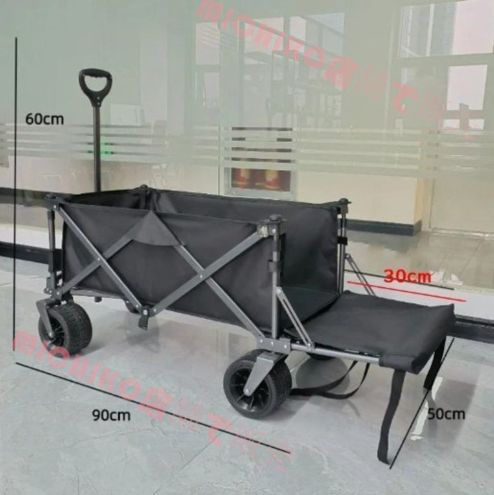 キャリーワゴン キャリーカート カバーテーブル付き ワイドタイヤ ブレーキ付き カーキ HRDEVELOPMENT_JP