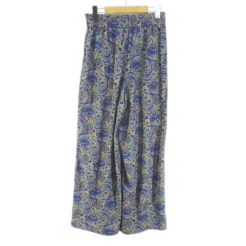 SOEJU ソージュ ペイズリー柄 ロング丈 ワイドパンツ M 青系 ブルー 日本製 ポケット