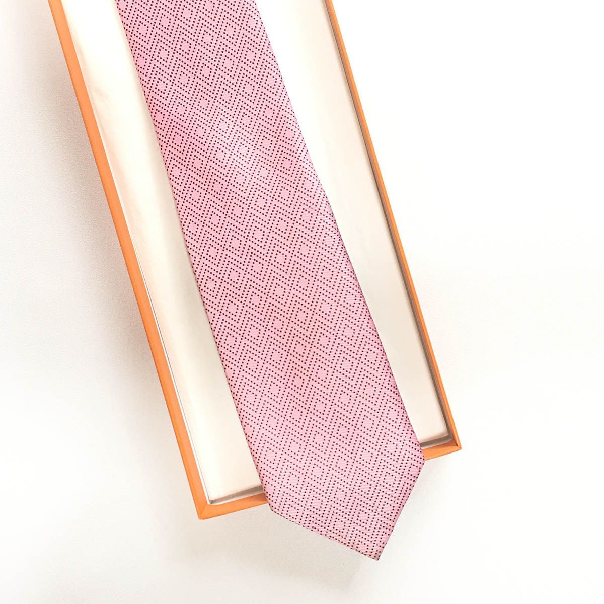 美品 エルメス HERMES ネクタイ シルク100% フランス製 ピンク