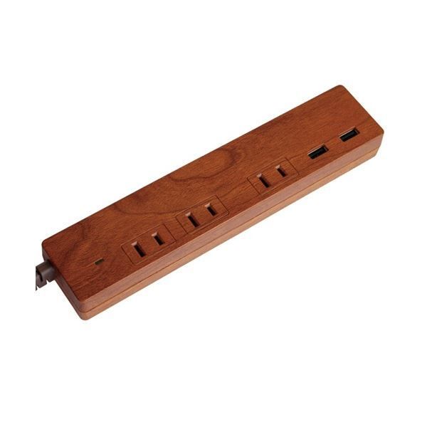 ファーゴ Natural WoodTap AC3個口+USB2ポート ダークウッド 1.5m 個別スイッチ付き PT337DW 1個