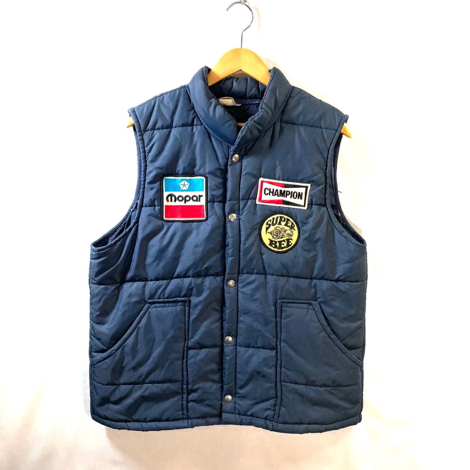 70s champion prug ダウンベスト　チャンピオン　ネイビー 70s オフィシャル チャンピオン プラグ CHAMPION 中綿ベスト