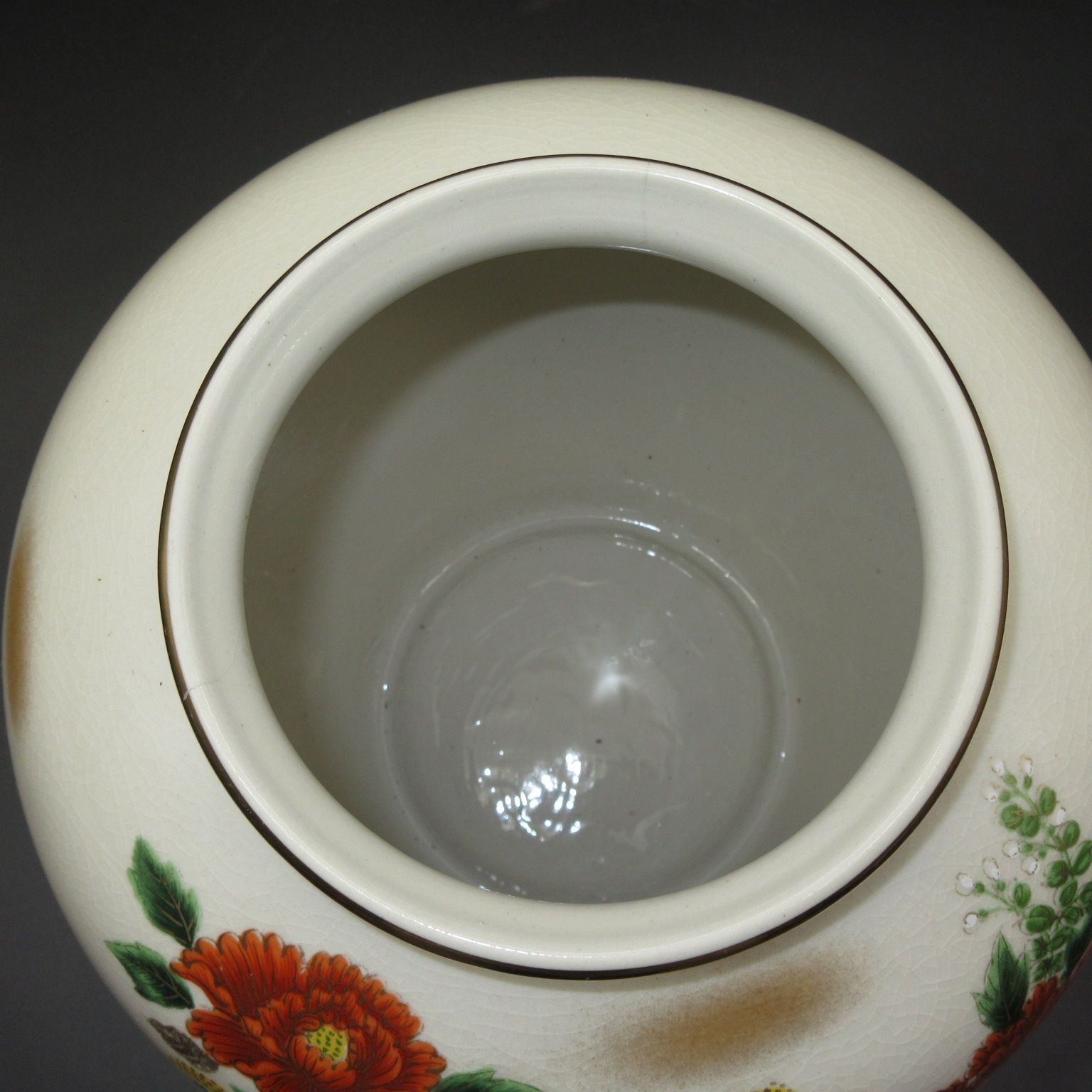 ☆陶器 陶磁器 九谷焼 陶勝窯 金彩草花図 花器 花生 花瓶 飾壺 