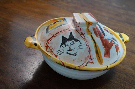 ねこ小鍋  鈴木工友（中郷窯）直径約160×高さ約60mm 信楽焼