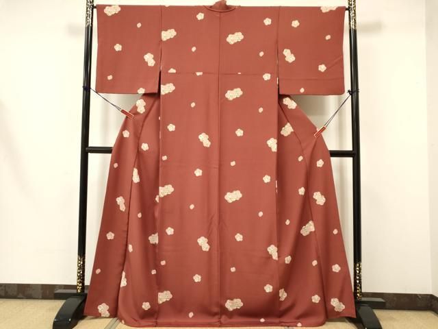 平和屋着物▽上質な小紋 単衣 吉祥更紗花文 正絹 逸品 CAAV3749dy