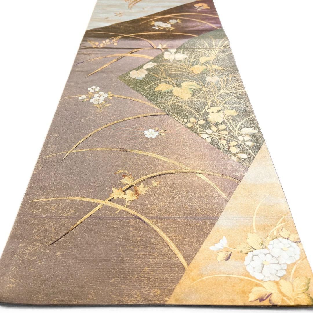 平和屋本店□極上 十七代京屋林蔵 太鼓柄袋帯 本場結城紬地 辻が花