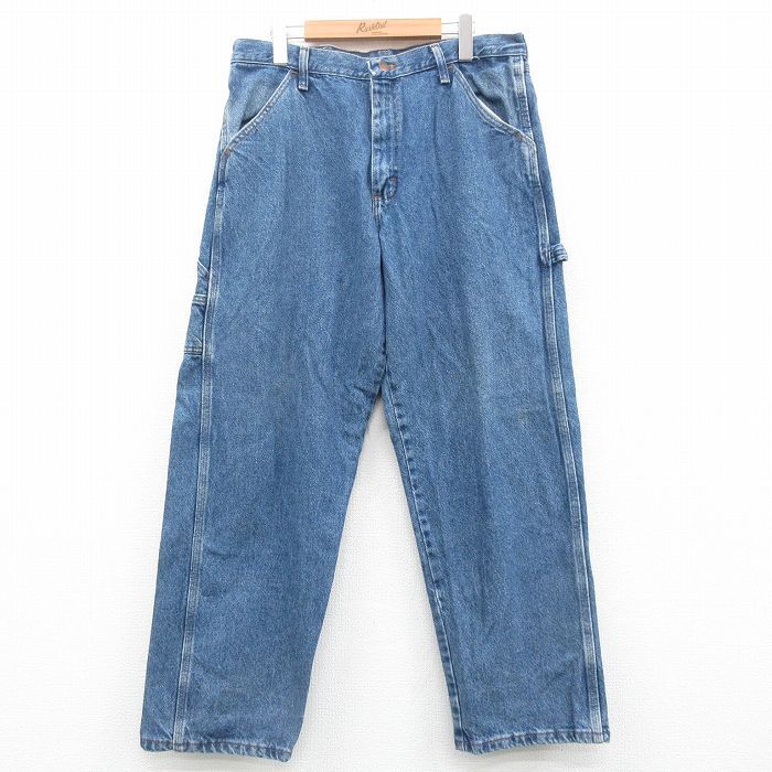 W36/古着 ラスラー ペインター パンツ メンズ コットン 紺 ネイビー デニム 24sep19 中古 ボトムス ロング