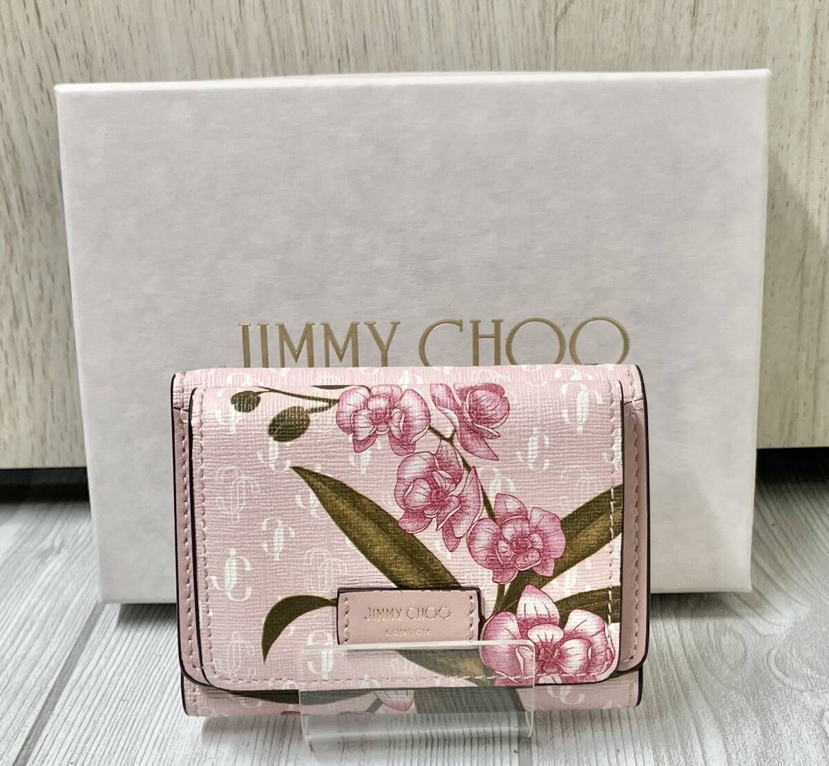 JIMMY CHOO ジミーチュウ 三つ折り財布 ピンク 花柄