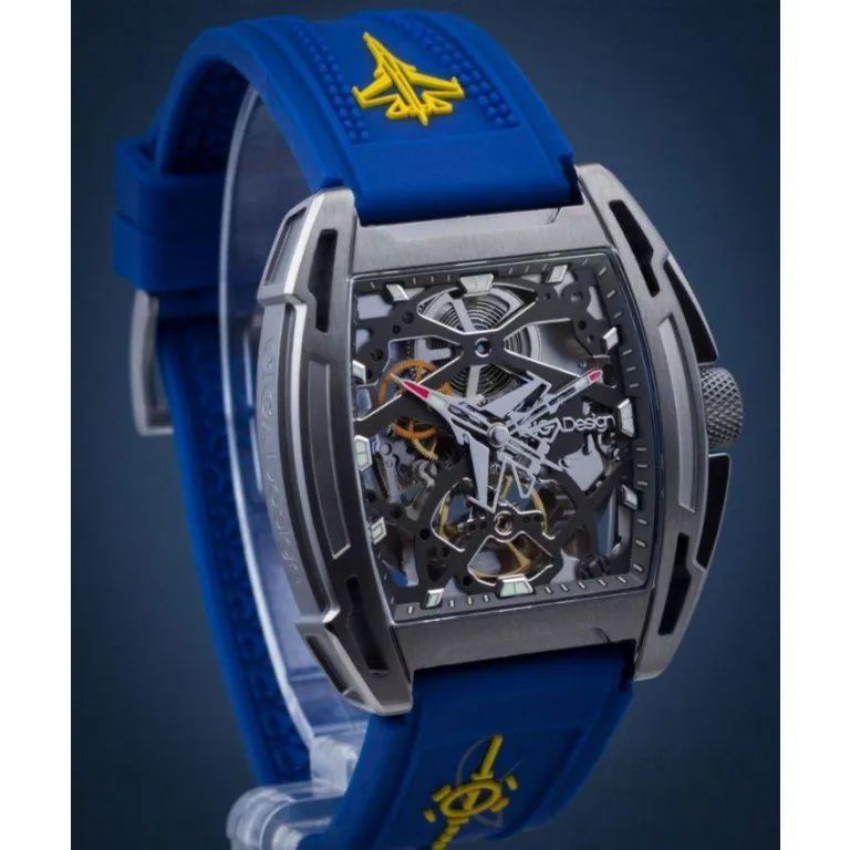 名作 CIGA DESIGN スケルトン腕時計 自動巻腕時計 機械式 ブルー 31184