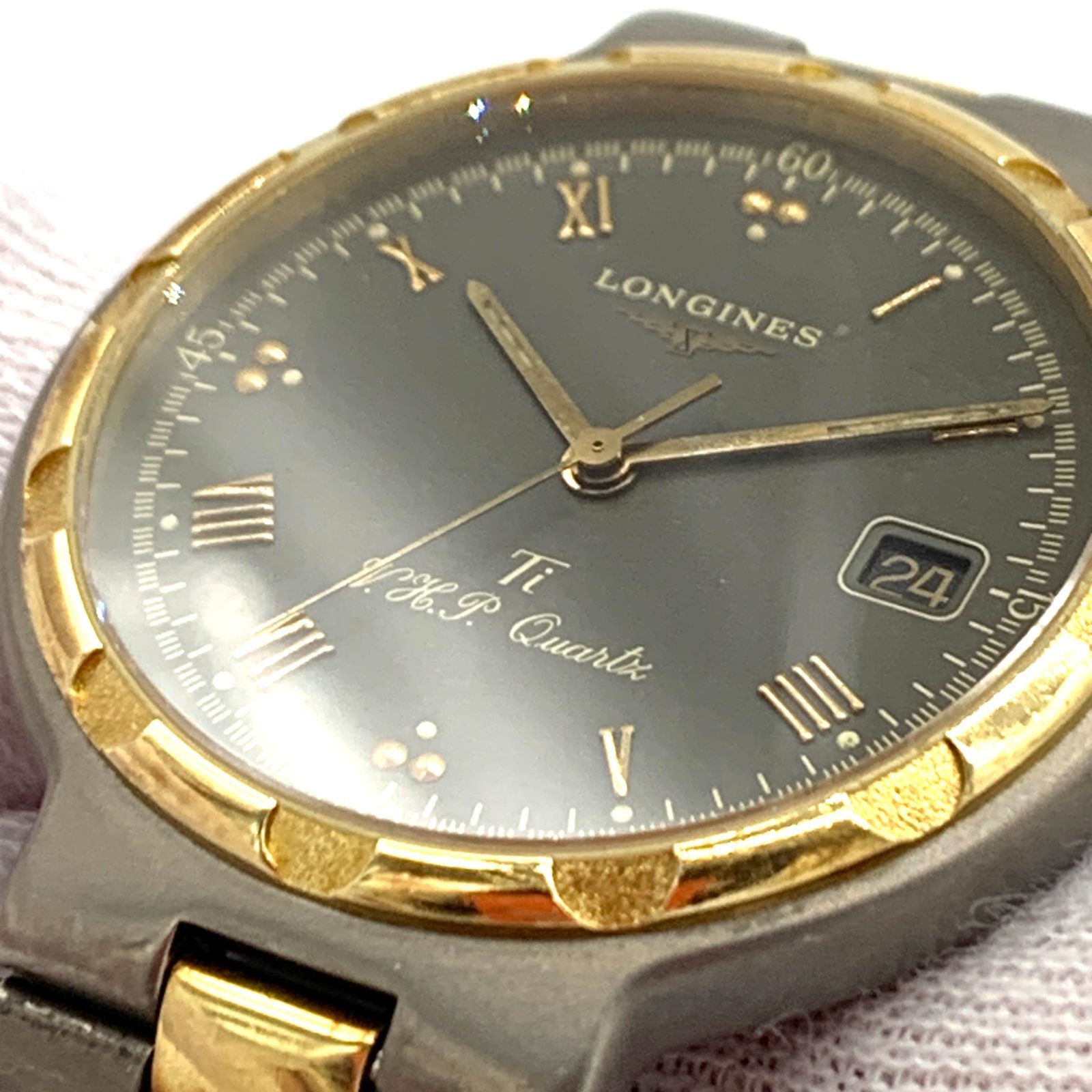 ▽【不動品/電池切れ】LONGINES/ロンジン コンクエスト Ti VHP 174