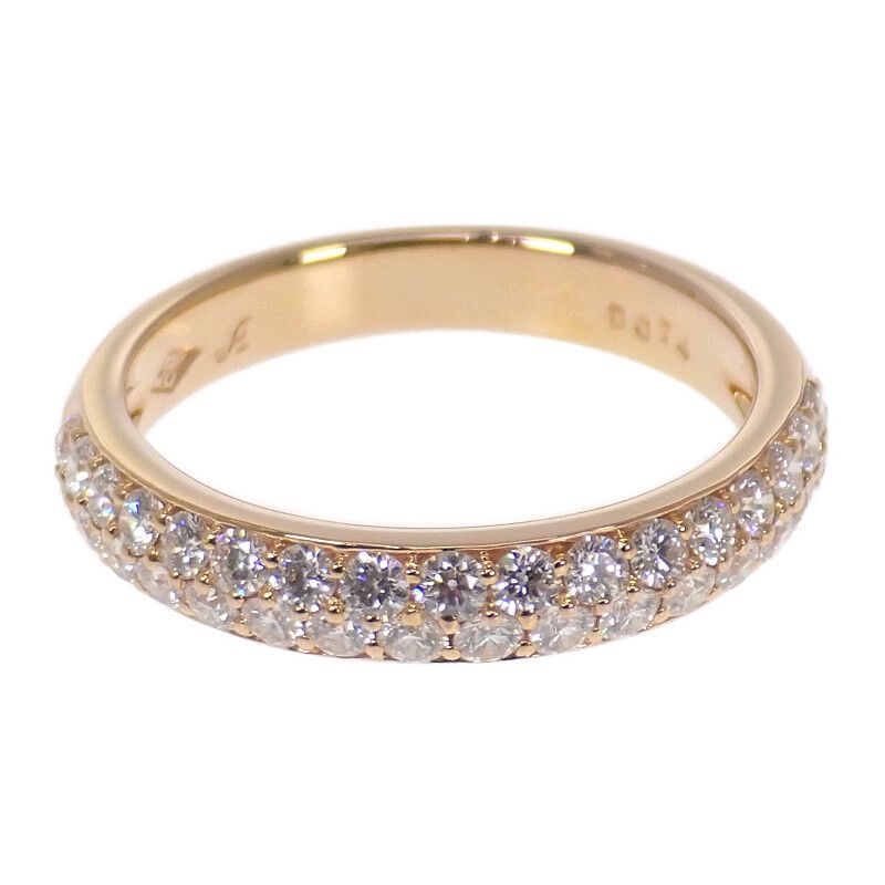 デザインジュエリー ハーフ パヴェ 13号 リング 指輪 K18ピンクゴールド ダイヤモンド レディース Aランク