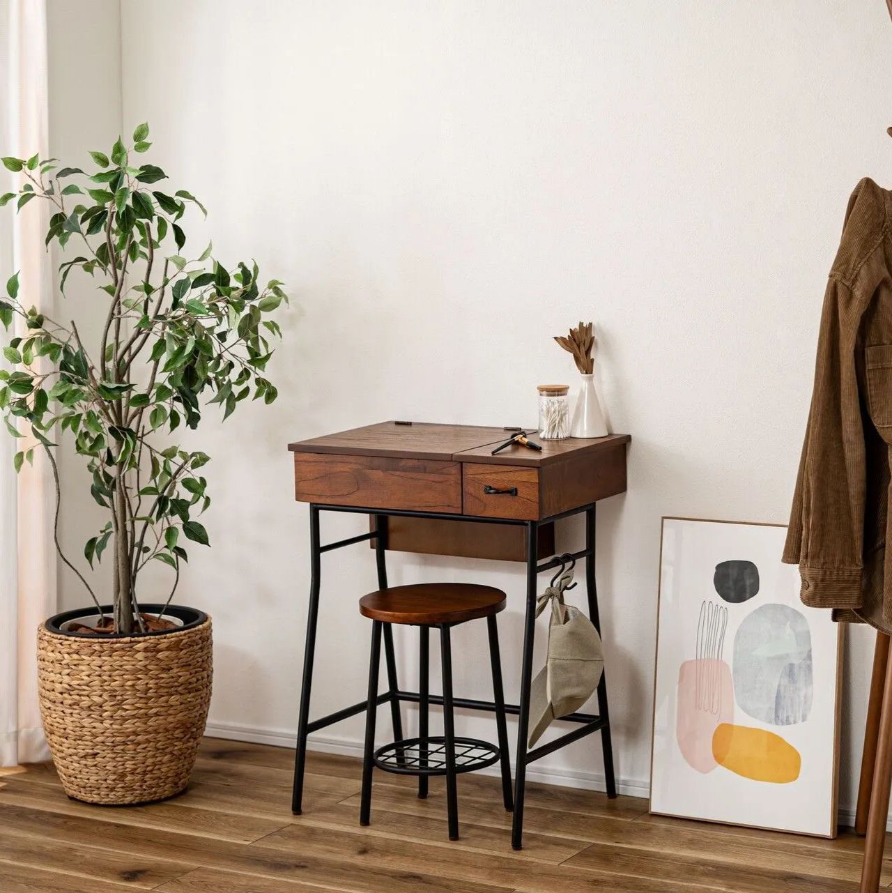 天然木 アンティーク調 ドレッサーセット ドレッサー-スツール 鏡台 化粧台 ミラー MARWIL-DEMENAGEMENTS_CH