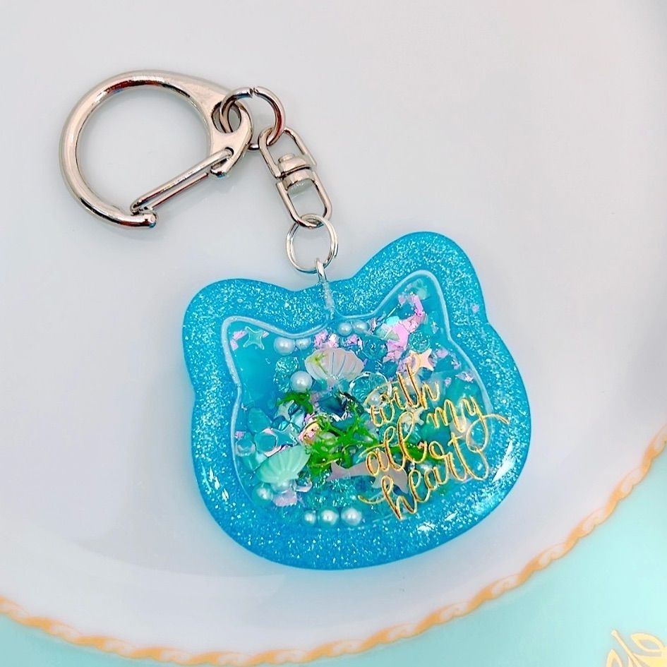 猫 シェイカー 海 レジン シャカシャカ キーホルダー - メルカリ
