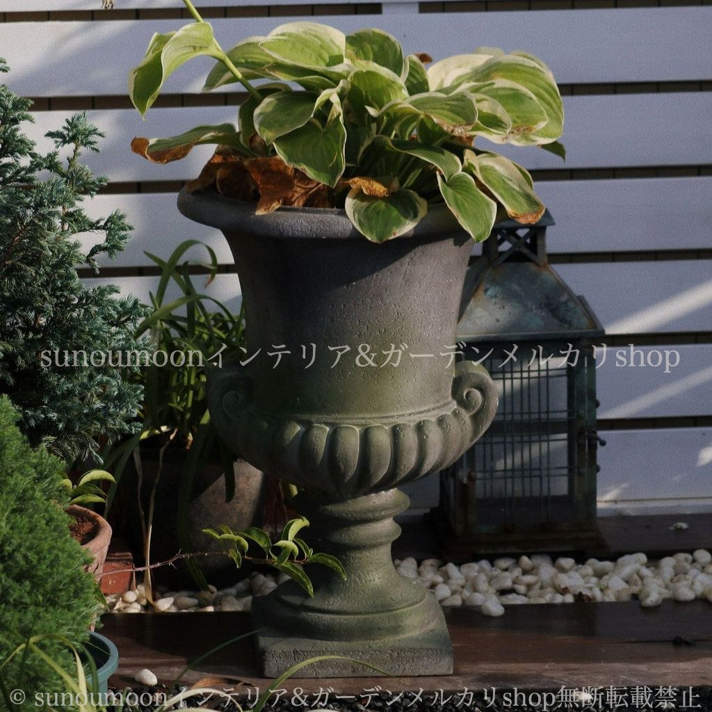 ガーデン インテリア フラワーポット ヴィンテージ調 プランター ホワイト グリーン 白 緑 シャビーシック シャビー加工 レトロ調 ガーデニング 雑貨 ガーデン雑貨 ガーデンインテリア 庭の装飾 お洒落 おしゃれ 8-14