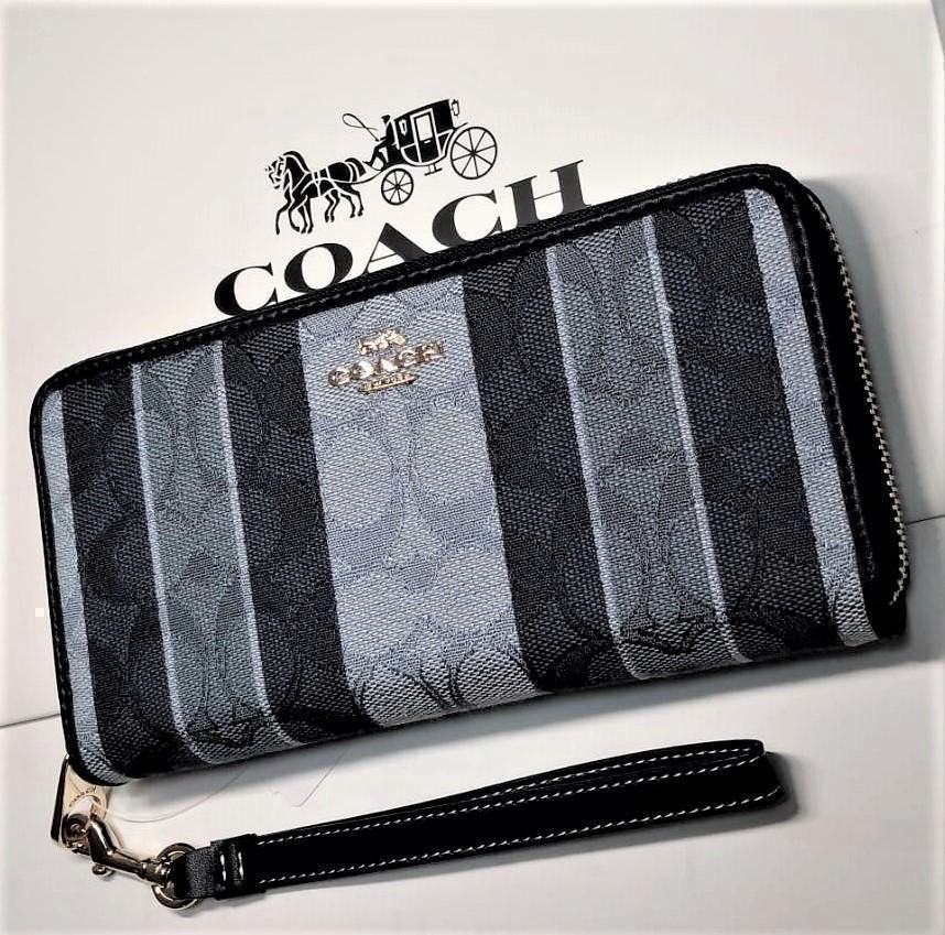 COACH 新品 ジャガード 長財布 メンズ レディース コーチ 財布 デニム 