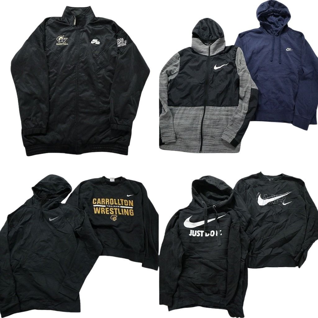 古着卸 まとめ売り ナイキ NIKE スウェット 7枚セット (メンズ M ) ブラック フーディー パーカー ロゴドン フルジップ MX4600