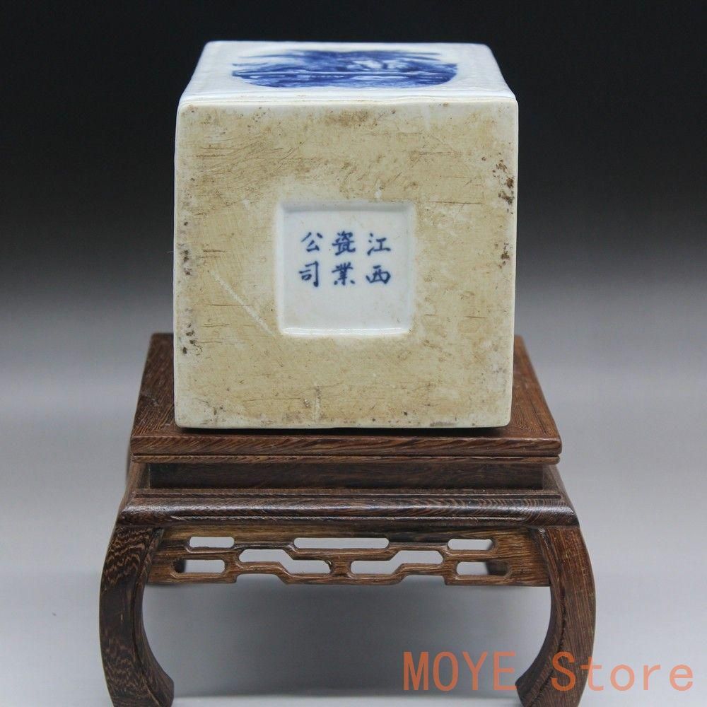 民国青花四大美女四方筆筒文房四宝 景徳鎮 陶磁器 装飾品 現代
