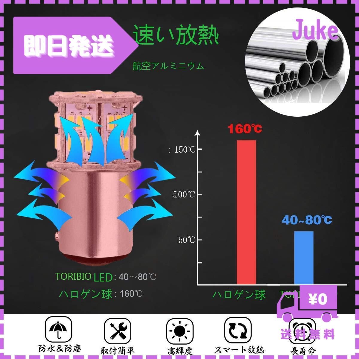 即納TORIBIO S25 ダブル/1157 3014SMD 54連 LED ホワイト テールランプ・ブレーキランプ BAY15d 12V  24V兼用ハイブリッド車対応4個入り - メルカリ