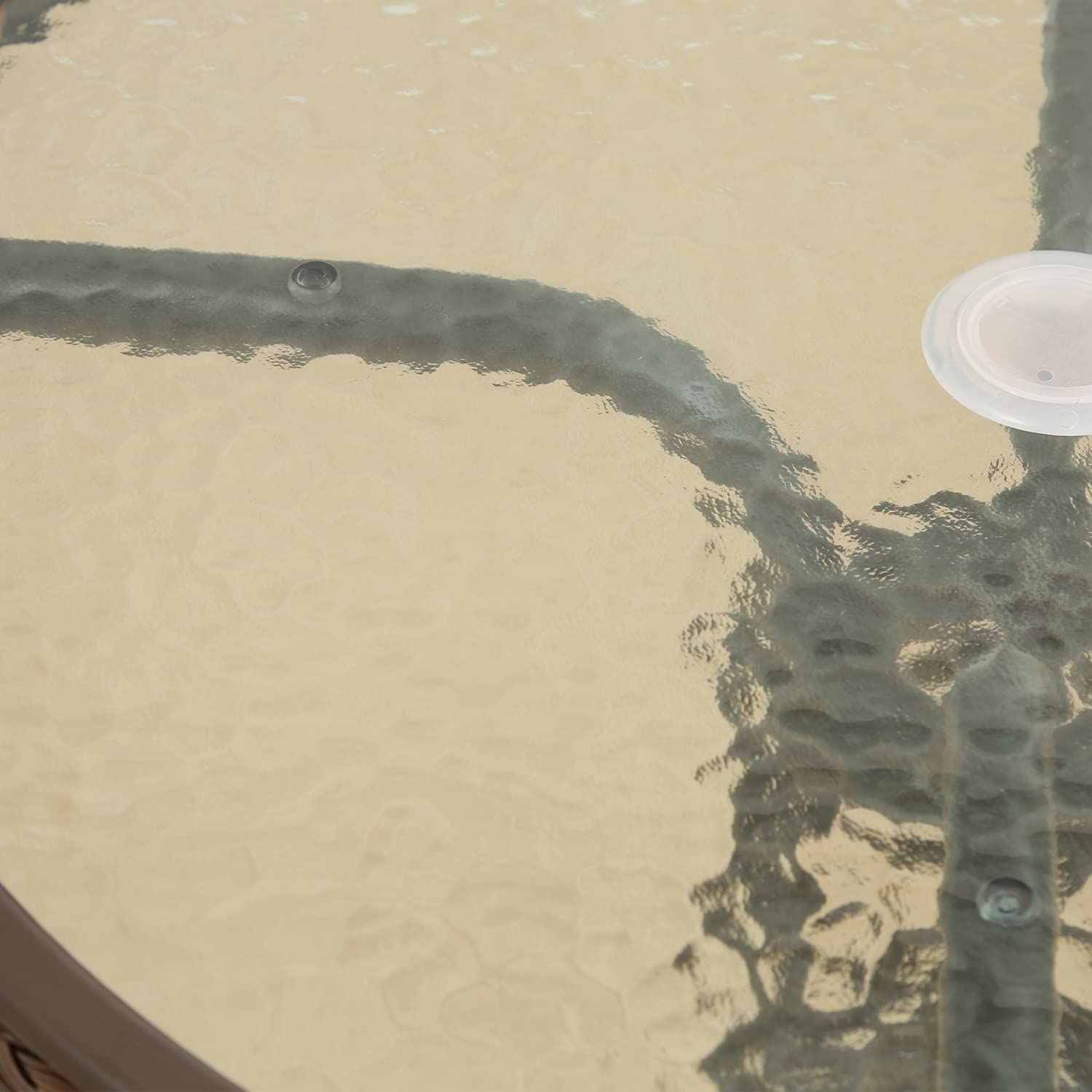 ガラステーブル パラソル穴付