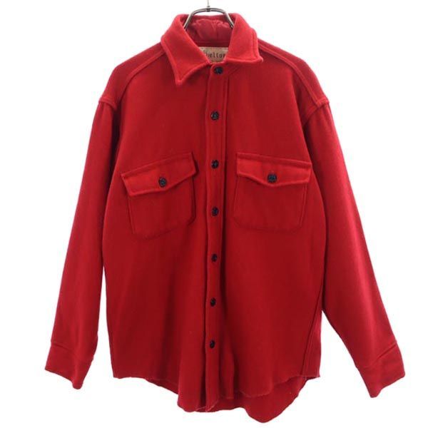 メルトン 70s ヴィンテージ OUTER−WEAR USA製 シャツ ジャケット M レッド Melton メンズ 【中古】  【230221】