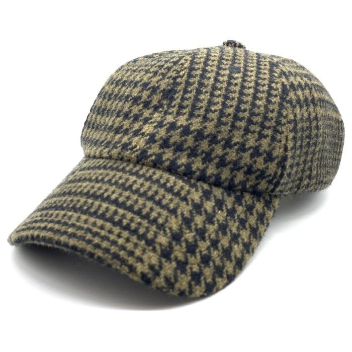 DRIES VAN NOTEN ドリスヴァンノッテン 千鳥格子 ウールキャップ 帽子 ブラウン DRIES VAN NOTEN ドリスヴァンノッテン 千鳥格子 ウールキャップ 帽子