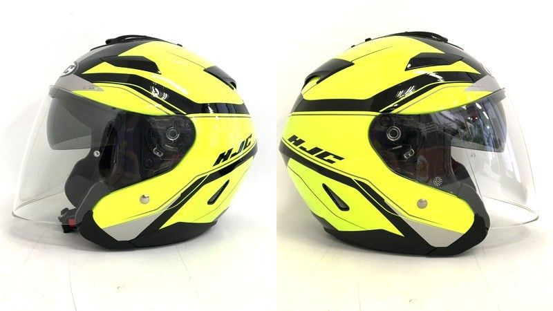 HJC ジェットヘルメット 蛍光イエロー/ブラック インターコム付 HJC ジェットヘルメット 蛍光イエロー/ブラック インターコム付