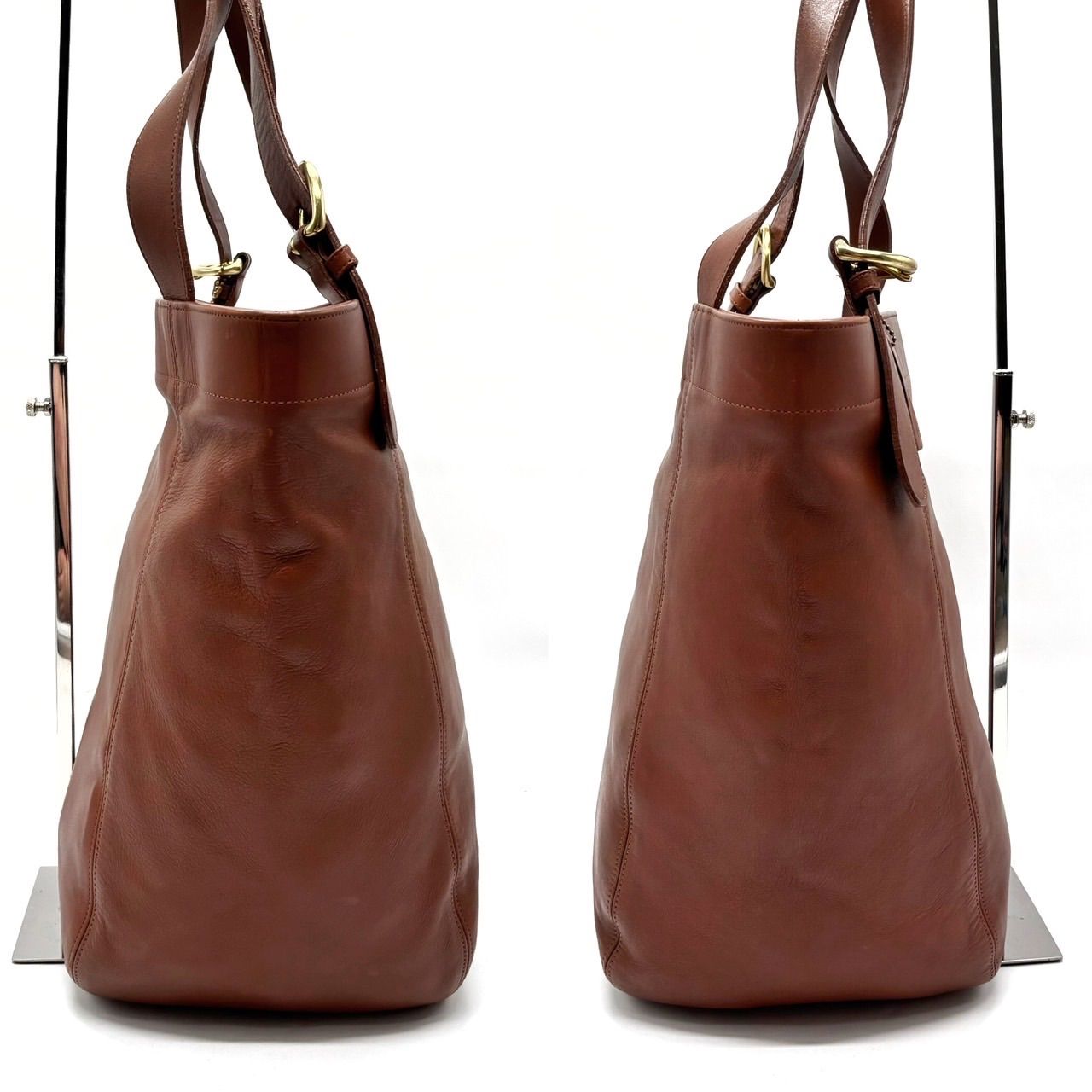 極美品 COACH オールドコーチ トートバッグ チャーム ゴールド金具 茶 