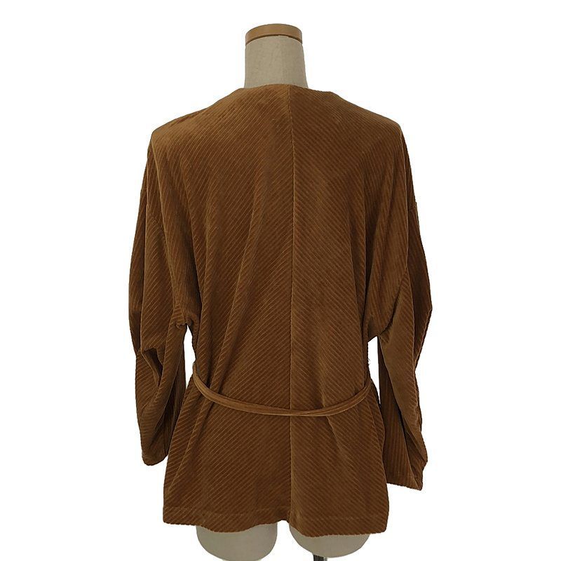 【美品】  Mame Kurogouchi / マメクロゴウチ | Ribbed Velour Jersey Top / ベルト付き ベロア ジャージー トップス | 2 | ブラウン 美品】 Mame Kurogouchi / マメクロゴウチ | Ribbed Velour