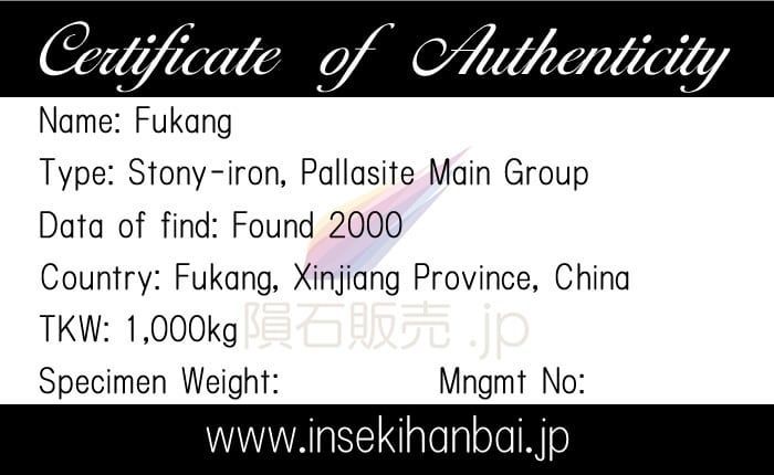 フカン 隕石 3.8g 阜康 パラサイト 石鉄隕石 標本 Fukang M2501 - メルカリ